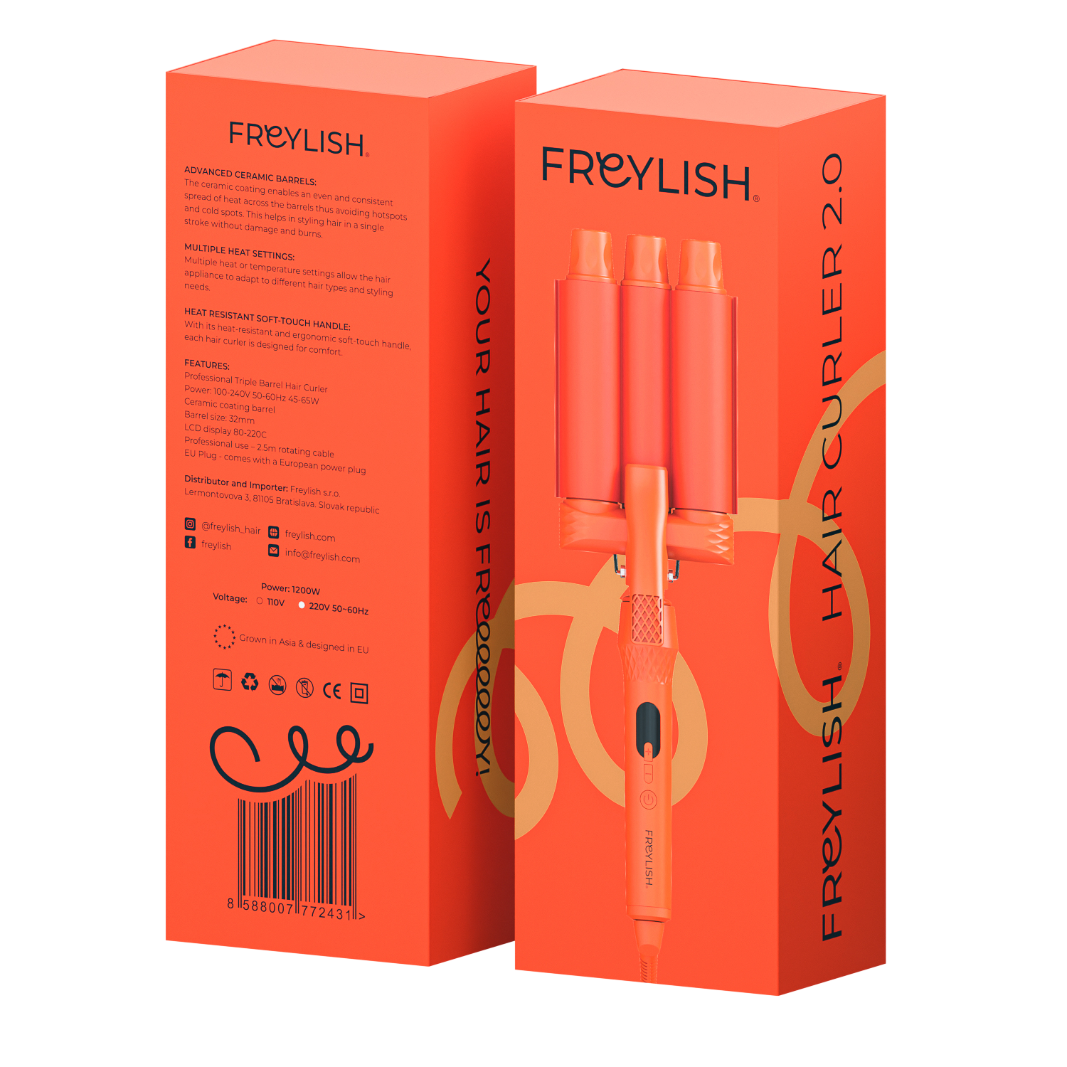 FREYLISH® TROSTRUKI KERAMIČKI UVIJAČ ZA KOSU I VELIKE VALOVE, 32 MM 2.0